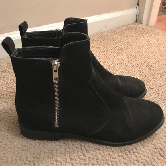 black suede booties flat